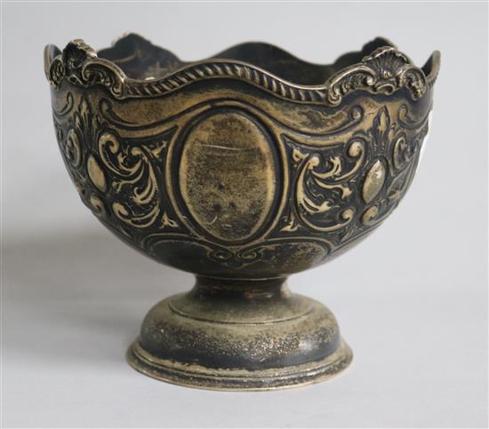 A late Victorian repousse silver rose bowl, Thomas Levesely, Sheffield, 1899,